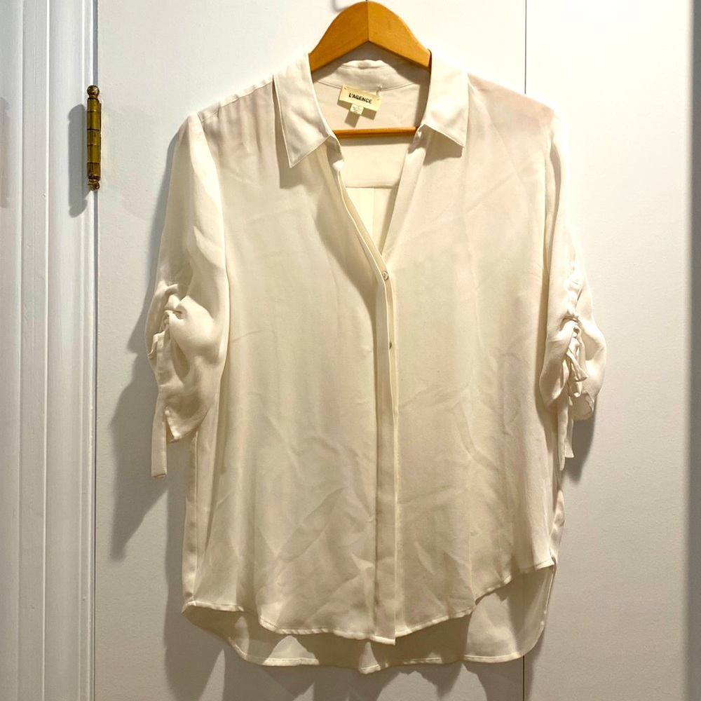 L'AGENCE Isa Ivory Ruched Sleeve (pre-owned)